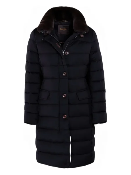 Gulerat blană artificială palton de blană Moorer matlasat albastru