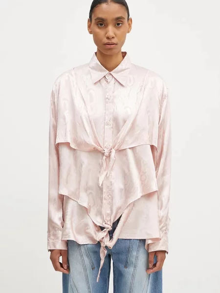 Сорочка Martine Rose Knotted Shirt relaxed класичний комір рожевий