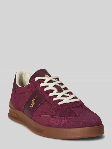 Sneakersy z naturalnej skóry welurowej Polo Ralph Lauren fioletowe