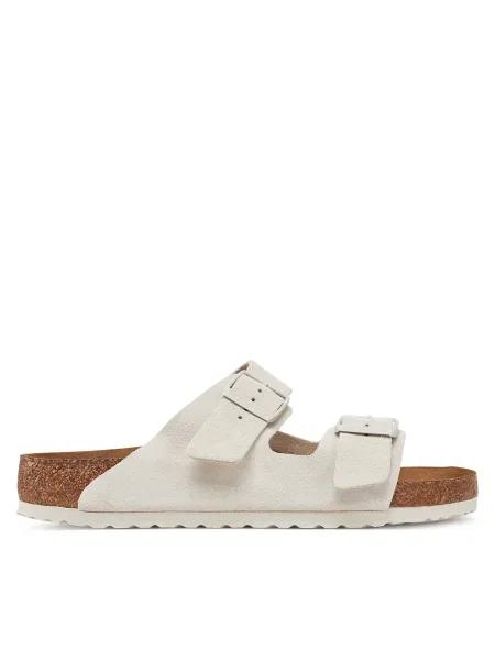 Велурени чехли Birkenstock Arizona сиво бяло