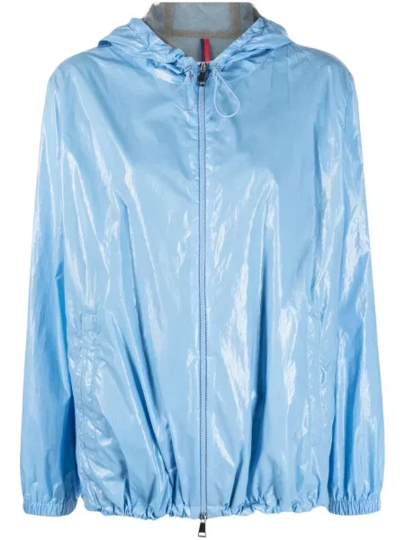 Geacă Moncler cu glugă albastru