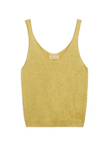 Dzianinowa podkoszulka Momoni prążkowana złota