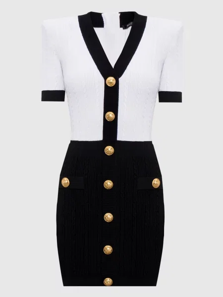 Сукня міні з брендовими заклепками Balmain чорна