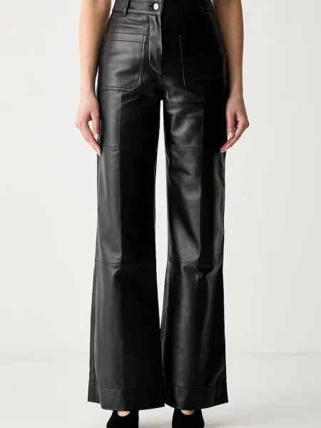 Victoria Beckham pantaloni pentru femei din piele Alina negru