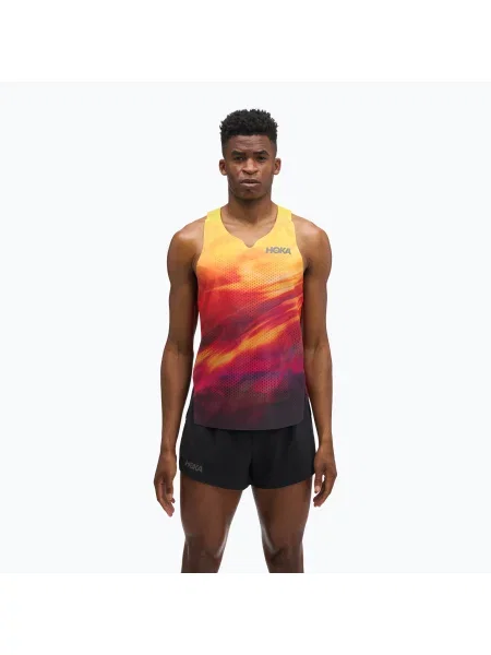 Tricou de alergare pentru bărbați HOKA Race Day Singlet TR Print hoka citrus