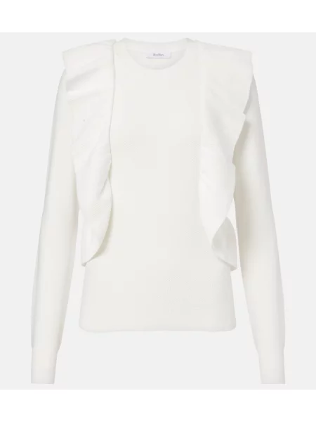 Pulover Max Mara tricotate cu volane alb