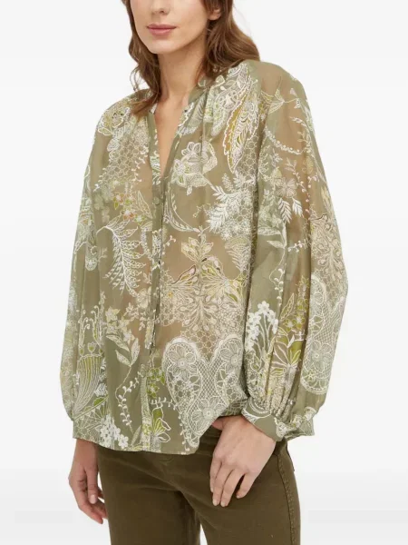 Bluză Luisa Spagnoli cu model floral cu imagine verde