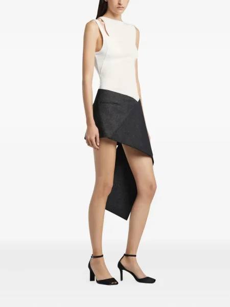 Haftowany dzianinowy top Courreges prążkowany biały