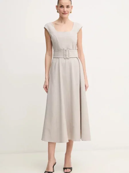 Marella sukienka BITTER maxi rozkloszowana beżowy