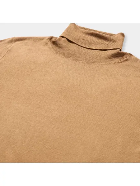 Sweter z golfem Brooks Brothers wełniany do golfa brązowy