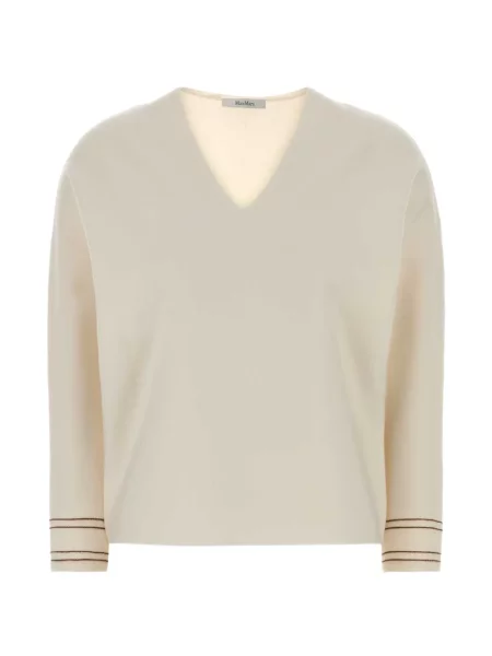 Pulover Max Mara cu decolteu în V alb