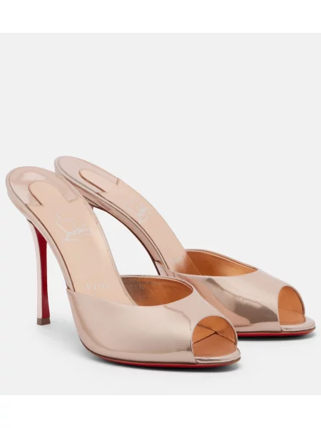 Papuci tip mules Christian Louboutin din piele roz