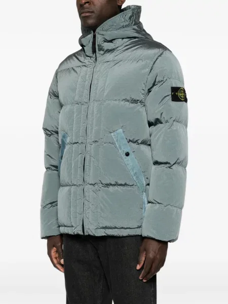 Geacă Stone Island cu glugă cu strasuri albastru