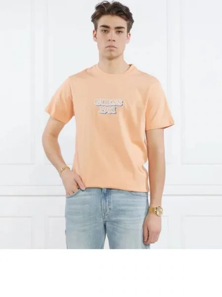 GUESS Tricou SS CN GUESS EMBRO BO portocaliu