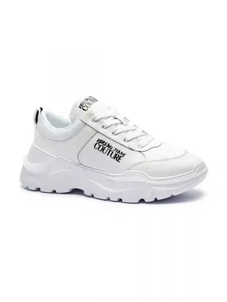 Versace Jeans Couture Sneakers cu adaos de piele alb