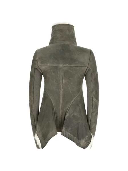 Geacă Rick Owens asimetrică din piele de oaie gri