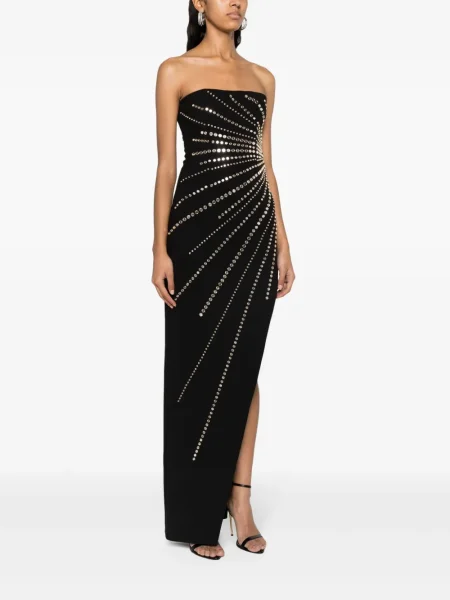 Rochie maxi Nissa cu tepi de costum negru