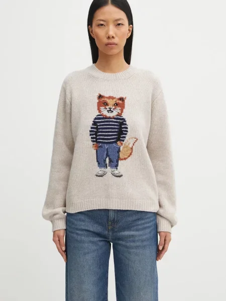 Maison Kitsuné pulover din amestec de lână Dressed Fox Intarsia Wool