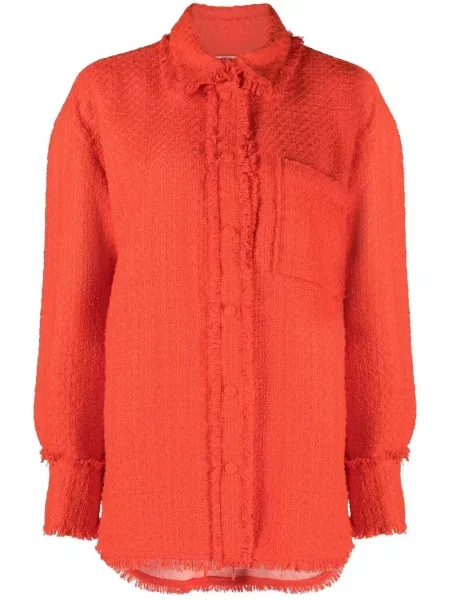 Top Msgm z frędzli tweedowy czerwony