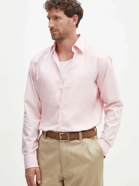 BOSS camasa barbati cu guler clasic regular roz
