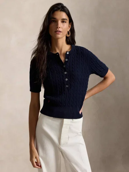 POLO RALPH LAUREN Kötött pulóver Henley kék