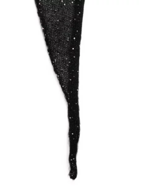 Fular Nude cu paiete de mohair negru