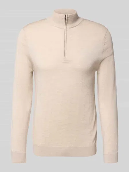 Bluza z kołnierzem o kroju regular fit z czystej wełny merino model ‘TRAY’ Selected