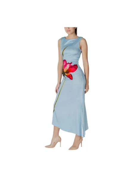 Desigual sukienka REIMS maxi dopasowana niebieski