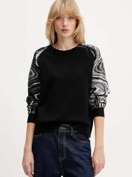 Desigual pulóver KODIAK könnyű fekete