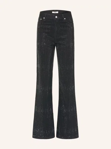Maje Jeansy Wide Leg Z Ozdobnymi Kamyczkami schwarz czarne
