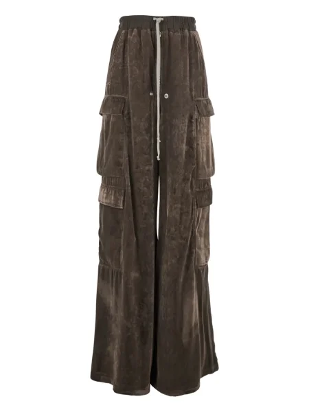 Aksamitne spodnie cargo Rick Owens brązowe