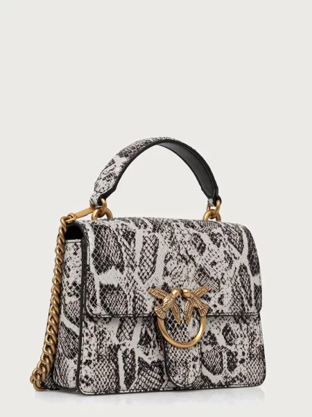Pinko De piele cufăr Love One top Handle Mini gri