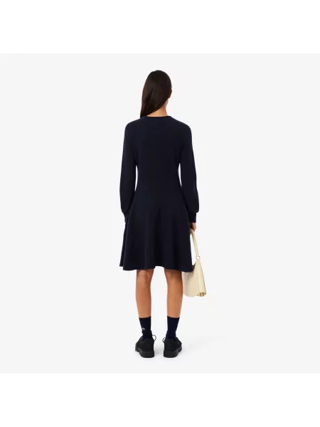 Lacoste Krótka Wełniana Sukienka Bez Szwów niebieska