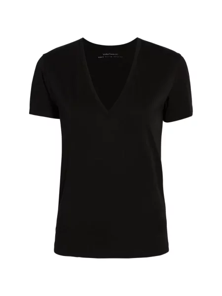 Tricou Another Tomorrow cu decolteu în V negru