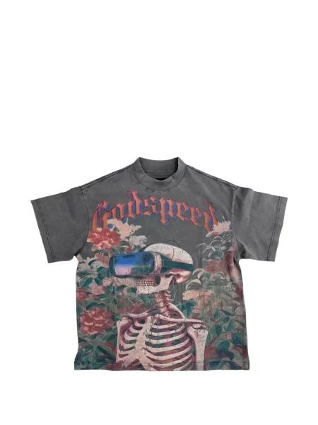 Tricou Godspeed cu imagine gri