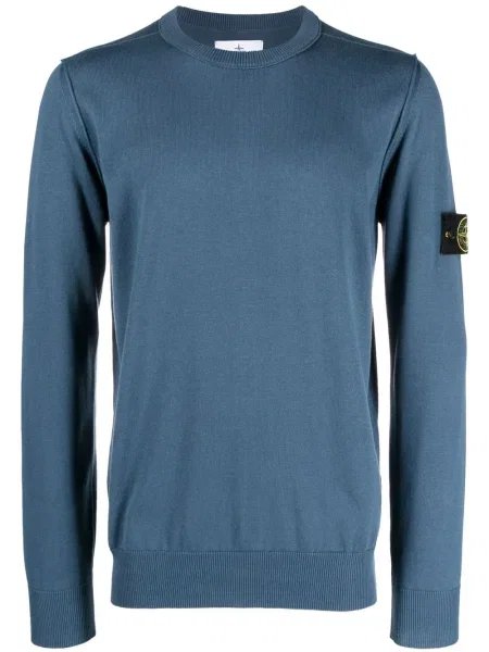 Hanorac crewneck Stone Island cu strasuri albastru