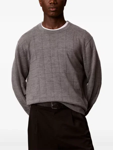 Pulover Calvin Klein cu broderie gri