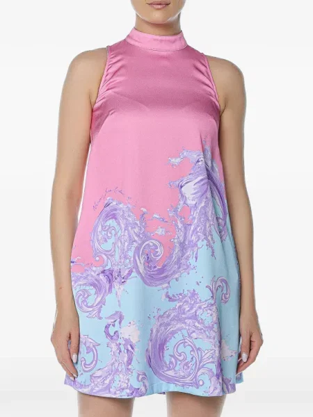 Rochie din denim Versace Jeans Couture fără mâneci cu imagine roz