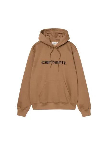 Bluza z kapturem Carhartt Wip z kapturem z logo brązowa