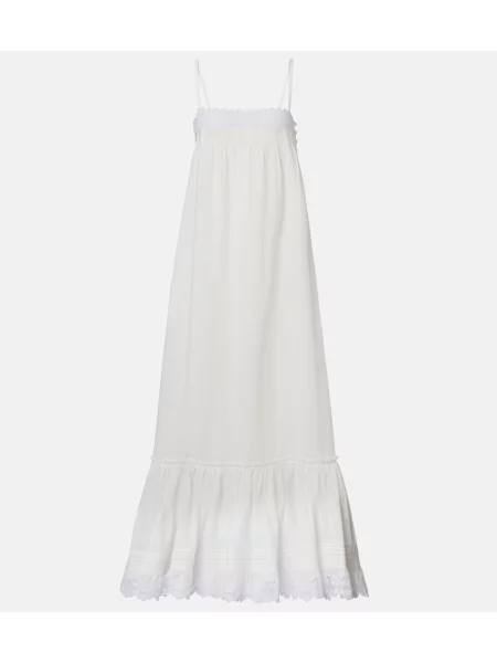 Rochie maxi Saint Laurent din poplin alb