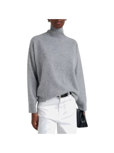 Sweter z golfem Max Mara wełniany do golfa szary