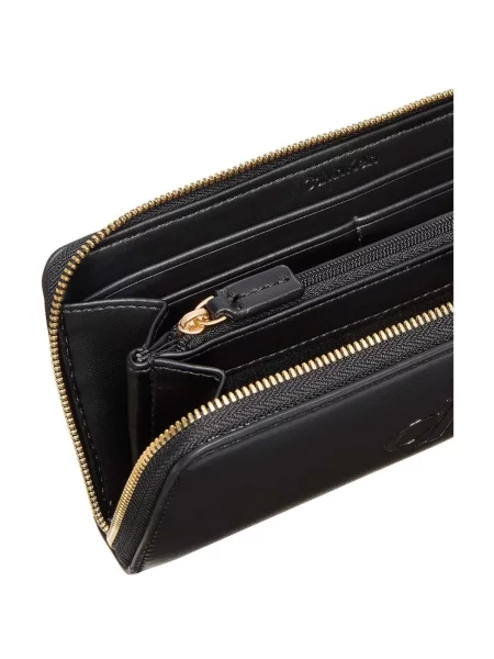 Calvin Klein Portofel Mare de Damă Bold Ck Long Zip Around negru