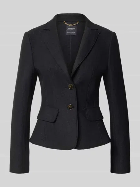 Żakiet o kroju slim fit z żywej wełny z z patką Marc Cain czarna