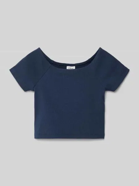T-shirt o kroju regular fit z Mieszanka bawełny S.oliver Red Label granatowa