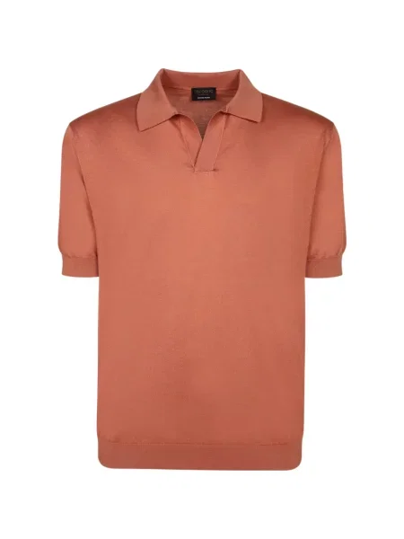 Gulerat scurt tricou polo Dell'oglio portocaliu