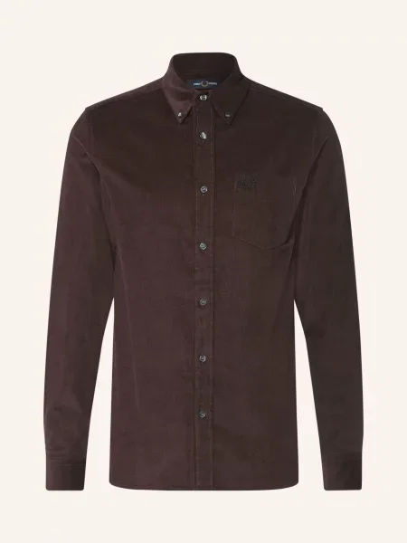 Fred Perry Kordová Košile Slim Fit tmavě hnědá