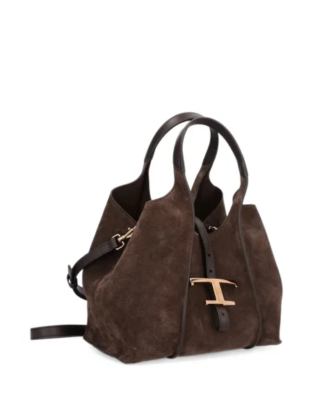 Велурена шопинг чанта Tod's кафяво
