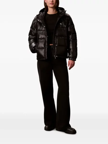 Geacă cu puf Calvin Klein cu glugă negru