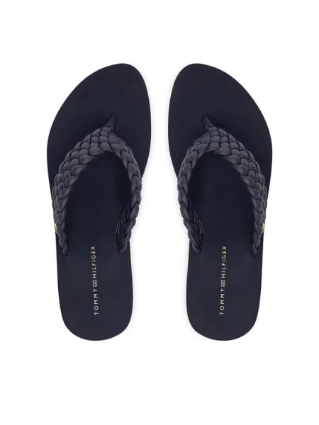 Žabky Tommy Hilfiger Wedge Cornrow Beach space blue modré