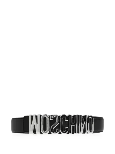 Curea Moschino din piele cu autograf negru